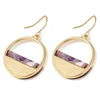 Dangle Earrings MINHIN Geometric Circle Long Drop For Women Fashion Multi Color Print Acrylic Gold Brincos