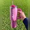 Cobrand Winter Cosmo Pink Watermelon Moonshine 1:1 Quencher H2.0 40oz Stainless Steel Tumblers Cups with handle Lid And Straw Car mug Water Bottles US STOCK