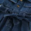 Tute per bambini Salopette a maniche lunghe Bambini Moda Jeans Pantaloni larghi Coreano Neonate Ragazze Outfit Primavera Denim Abbinamento 240115