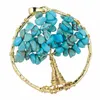 Pendentif Colliers SUNYIK Arbre de vie Ton d'or Fil enveloppé Chips de pierre ronde Forme ronde Bijoux pour femmes