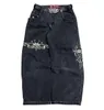 JNCO Jeans para hombre Harajuku Retro Hip Hop cráneo bordado pantalones vaqueros holgados pantalones de mezclilla 90s Street gótico pantalones anchos ropa de calle 240115