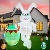 Easter Bunny Uppblåsbara dekorationer 59ft Rabbit Balloon Buildin LED Light Glowing Outdoor Yard Garden Decor för Party Holiday 240116