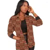 Roupas étnicas Moda Africana Mulheres Bomber Jaquetas Estilo Rua Colorido Impressão Casual Feminino Preto Turn Down Collar Casaco Curto