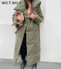 Frauen Trenchcoats WOTWOY Winter Verdickung X-Long Parkas Frauen Weit Taille Lose Baumwolle Gepolsterte Jacken Weibliche Grün Grau Schärpen Warm