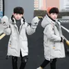 Crianças parka crianças inverno para baixo algodão jaqueta snowsuit roupas grande menino casaco quente engrossar outerwear criança roupas luvas 240116