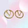 Diseñador colgante anillo de oreja Stud Big Circle Hoop para mujeres Pendiente Luxurys Diseñadores Letra V Stud Pendientes Gift4297741
