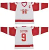 10 Dean Youngblood Hamilton Mustangs Maillots de hockey 9 SUTTON Moive Blanc Rouge Tous les uniformes pour hommes cousus Expédition rapide