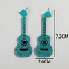 Dingle örhängen glitter färgglad akrylgitarr för kvinnor glänsande akustiska hjärta långa modesmycken gåvor