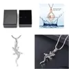 Pendentif Colliers LKJ10076 Bijoux de crémation de lézard qui retient la perte de cendres d'animal de compagnie en acier inoxydable Memorial Urn porte-collier souvenir Dh3Uj