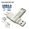 USB-Flash-Laufwerke 2 in 1 OTG USB 3.0 USB-C Flash Pen Drive Memory Stick USB3.0 Flash-Disk 64 GB / 128 GB / 256 GB Typ C Pendrive kostenloser Versand