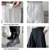 İlkbahar Sonbahar Erkek Moda Harem Pantolon Pürüzsüz Pileli Pantolonlar Siyah Beyaz Ayak Bileği Uzunluğu Elastik Bel Konik Günlük Takım Pantolon 240116