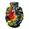 Sweats à capuche pour hommes et femmes, motif imprimé en 3D Y2k, chemise de sport amusante avec des animaux, pull-over d'oiseau, haut de vêtements
