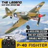 P40 RC Aircraft Fighter 400mm Wingpan 4ch 6Axis Gyro OneKey Uturn Aerobatic RTF Airplane Model Outdoor Toys 240115