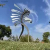 Decorações de jardim Moinho de vento mágico Humanóide Metal giratório Moinho de vento movido a vento Escultura cinética para quintal gramado jardim decoração frontal de carro YQ240116