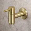 Badrumsvaskar kranar gtbl 2x borstat guld runda koppar vägg monterad tvättmaskin kran mopp pool trädgård utomhus vatten kran