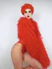 Scena noszona seksowna żeńska fluorescencyjna żółta czerwona szal gogo taniec taniec ubrania na ramię na ramię do piosenkarza impreza