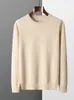 Mvlyflrt 100% Pure Merino Wool Sweater Mens Runda Neck Pullover Tops Autumn Winter Thin Solid Color Versatile Basic 240116