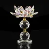 Castiçais 7 cores vidro cristal flor de lótus metal castiçais feng shui decoração de casa grande tealight castiçal decoração yq240116