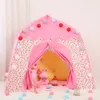 Barn Play Tent Princess Castle Play Tent Oxford Fabric Large Fairy Playhouse med bärväska för pojkar flickor inomhus utomhus 240115