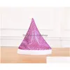 240Pcs/Lot 28X36Cm Sequin Xmas Hat Santa Christmas Adt Cap Party Supplies Decoration Home Decor 11.21 Drop Delivery Dh9Tr