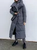 Frauen Trenchcoats WOTWOY Winter Verdickung X-Long Parkas Frauen Weit Taille Lose Baumwolle Gepolsterte Jacken Weibliche Grün Grau Schärpen Warm