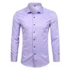 Paars Heren Bamboevezel Overhemd 2023 Merk Slim Fit Lange Mouw Chemise Homme Strijkvrij Easy Care Formeel voor Mannen 240115