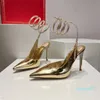 Yaz lüks kadın renecaovilla parti gelinlik ayakkabıları sivri ayak parmağı pompalar saten nappa deri bayan kristal strappy tekli stiletto topuklar eu35-43
