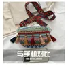 Sacs de taille Folk panachés avec décor Ri?onera Pochete femmes couleur Feminina Style ceinture sangle frange réglable Pack Fanny