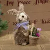 Other Event Party Supplies Straw Easter Rabbit Figurines Handmade Woven Bunny Desktop Ornaments YQ240116