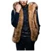 Mannen Faux Bontjas Herfst Winter Warme Dikke Jas Mouwloos Uitloper Vest Vest Capuchon Overjas Mannelijke Jas Drop 240116