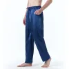 Qnpqyx novos pijamas masculinos tamanho ue para homens pijamas calças compridas sleep tops calças finas pijamas de seda gelo masculino sólido