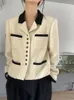 Zoki Französisch Büro Dame Elegante Tweed Jacke Casual Einreiher Mode Mantel Frauen Langarm Einfache Chic Süße Outwear 240116