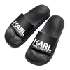 black rubber Slide Slippers loafers karl lagerfield woman Sandal Luxury 10a top quality Sliders Flat mens Designer summer beach Flip Flop sandale lady gift size 40-46