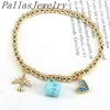 Bracelets 6Pcs Fashion Gold Beads Ball bracelet Charm Cute coffee cup airplane Cz Zircon heart Bracelet For Women Jewelry