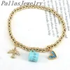 Pulseras 6 unids moda cuentas de oro bola pulsera encanto lindo taza de café avión cz circón corazón pulsera para mujer joyería