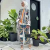 Pantalones de dos piezas para mujer, ropa de mujer de Oriente Medio, traje de pierna ancha con estampado informal, holgado, de talla grande, Sudeste Asiático, Indonesia, 2024