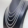 Lab Diamond 3Mm Sterling Sier Necklace Vvs Moissanite Baguette Tennis Chain