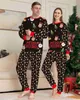 Familjsmatchande kläder Xmas Family Matng Pyjamas Set 2023 Christmas Deer Santa Print PJS Vuxen LD Kläderutrustning Set Baby Jumpsuit+Dog Clothes H240508