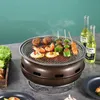 Tragbarer Grillofen für den Außenbereich, Carbon-Grill, kommerzieller koreanischer runder Holzkohlegrill aus Edelstahl, 240116