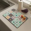 Table Mats Square Colored Printed Tableware Mat Non-Toxic Slip Resistant Placemat For Washing Dishes Kitchen Accessories