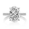 Solitär Oval 4ct Lab Diamant CZ Ring 100 % Original 925 Sterling Silber Verlobung Ehering Ringe für Frauen Brautschmuck 240115