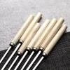 20PcsSet Barbecue Skewer Wooden Handle Stainless Steel Kabob BBQ Stick Outdoor Camping Kitchen Tools Accessories 240116