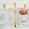 Candle Holders IMUWEN Silver/Gold/Bronze/Black 3-Arms Metal Pillar Candle Holders Candlestick Wedding Decoration Stand Home Decor Candelabra YQ240116