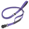 Elastic Bungee Dog Leash For Medium Large Dogs Leashes Shock Absorption Two Handles Heavy Duty Leashs With Car Safety Clip 240115