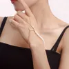 Instagram Style Punk Heart imitacja Pearl przesadzona osobowość metalowa bransoletka łańcucha palców dla kobiet