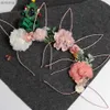 Повязки на голову ncmama Flower Rabbit Ears Bunny Hairband для женщин Сексуальная повязка на голову с черным котом Вечерние головные уборы Пасхальный день Девушки Аксессуары для волос YQ240116