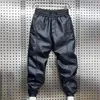 Pantaloni da uomo Pantaloni in velluto spesso antivento impermeabile in ecopelle con elastico in vita patchwork alla caviglia per il ciclismo