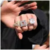 Pierścienie klastra 18k złota platowane pierścienie hip -hopowe esign lodowy chłód męski pierścień diamentowy bling biżuteria sześcien