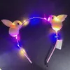 Headbands Girl Women Light Up Happy New Year Fox Rabbit Cat Horn Ear Headband Led Glow Hair Band Party Costume Rave Hair Accessories 2023 YQ240116