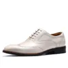 2023 homens designer de casamento couro genuíno artesanal clássico cáqui branco brogues sapatos para o noivo calçado qualidade